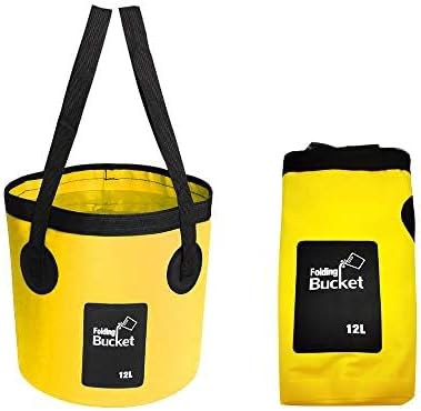 Collapsible Bucket with Handle, Multifunctional Foldable Water Container for Camping, Hiking, Traveling, Fishing, Washing, Gardening, Waterproof, Durable, Lightweight, Black-NeatNest
