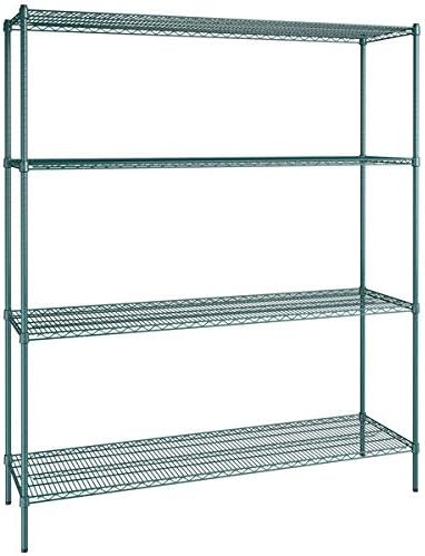 21" x 72" NSF Green Epoxy 4-Shelf Kit with 86" Posts, Heavy Duty Storage Shelving, Wire Shelving Kit, NSF Commercial Storage Rack Unit