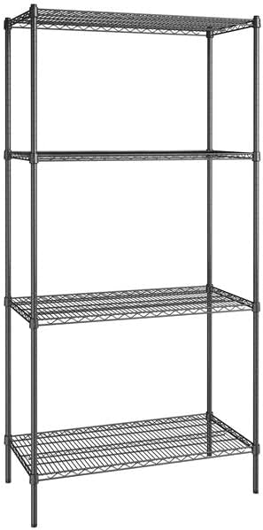 21" x 42" NSF Black Epoxy 4-Shelf Kit with 86" Posts, Heavy Duty Storage Shelving, Wire Shelving Kit, NSF Commercial Storage Rack Unit