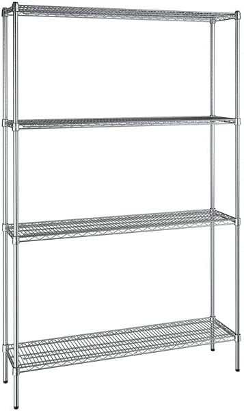 14" x 54" NSF Chrome 4-Shelf Kit with 86" Posts, Heavy Duty Storage Shelving, Wire Shelving Kit, NSF Commercial Storage Rack Unit