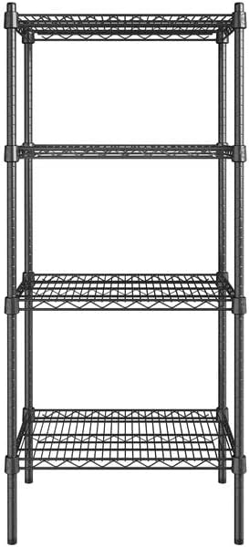 18" x 24" NSF Black Epoxy 4-Shelf Kit with 54" Posts, Heavy Duty Storage Shelving, Wire Shelving Kit, NSF Commercial Storage Rack Unit