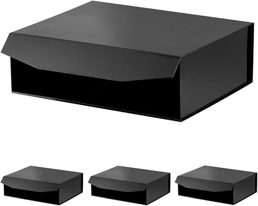 Black Extra Large Gift Box with Lid 4 Pcs 16.5 x 13 x 5.3 Inches, Gift Box large Black Gift Boxes for Presents Clothes Robe Wedding Dress Sweater,Reusable Foldable Bridesmaid Proposal Box（Glossy）-NeatNest