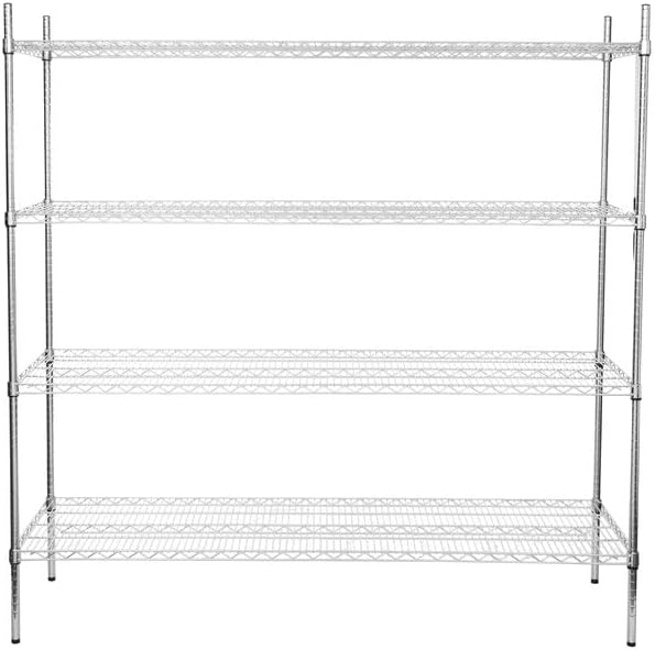 21" x 72" NSF Chrome 4-Shelf Kit with 74" Posts, Heavy Duty Storage Shelving, Wire Shelving Kit, NSF Commercial Storage Rack Unit