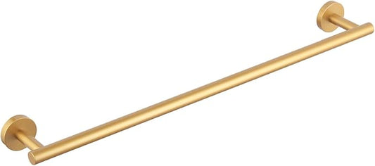 GERZWY 24-Inch Bathroom Towel Bar Gold Stainless Steel Modern Round Style Bath Hand Towel Rack Wall Mount AG1101C60-BE