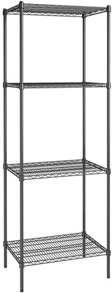 21" x 30" NSF Black Epoxy 4-Shelf Kit with 86" Posts, Heavy Duty Storage Shelving, Wire Shelving Kit, NSF Commercial Storage Rack Unit
