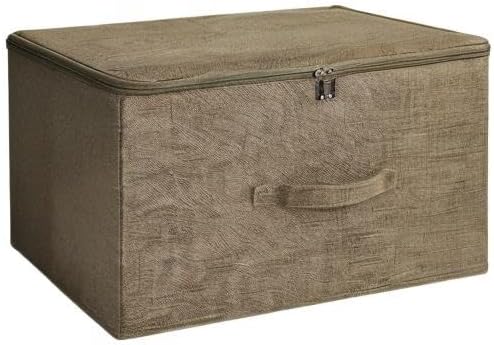 ANMINY 2PCS Storage Bins with Zipper Lids 51.9 Qt Lidded Fabric Storage Boxes Baskets Cubes with Handles Collapsible Washable Cotton Linen Closet Shelf Clothes Organizer - Coffee, Extra Large-NeatNest