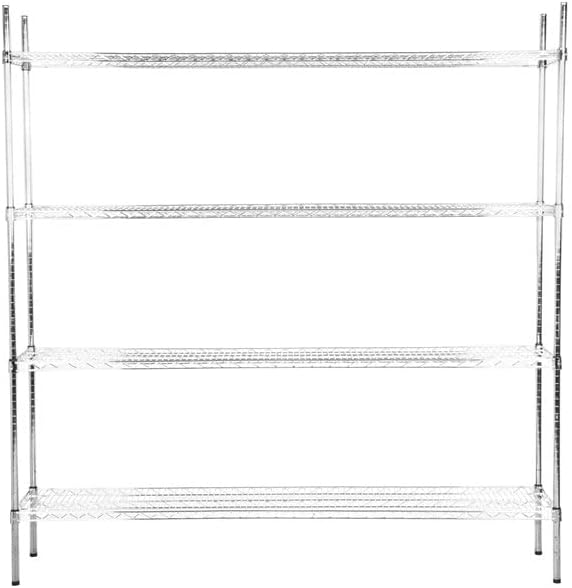 18" x 72" NSF Chrome 4-Shelf Kit with 74" Posts, Heavy Duty Storage Shelving, Wire Shelving Kit, NSF Commercial Storage Rack Unit