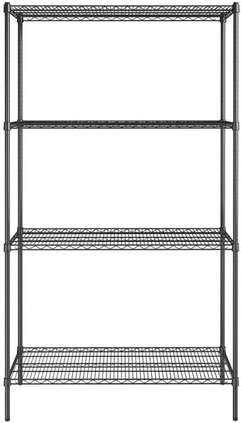 21" x 48" NSF Black Epoxy 4-Shelf Kit with 86" Posts, Heavy Duty Storage Shelving, Wire Shelving Kit, NSF Commercial Storage Rack Unit