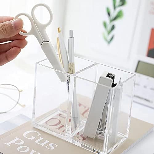 2pcs Makeup Brush Holder, Acrylic Clear Organizer For Cosmetics, Pen Pencil Cup Holder For Desk-NeatNest