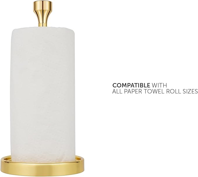 Ivilon Countertop Paper Towel Holder - Modern Bell End Minimalist Design - Color Gold Polished-NeatNest