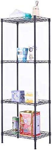 4 Tier Adjustable Storage Shelf Metal Storage Rack Wire Shelving Unit Storage Shelves Metal for Pantry Closet Kitchen Laundry (Black4)