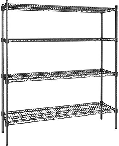 14" x 48" NSF Black Epoxy 4-Shelf Kit with 54" Posts, Heavy Duty Storage Shelving, Wire Shelving Kit, NSF Commercial Storage Rack Unit