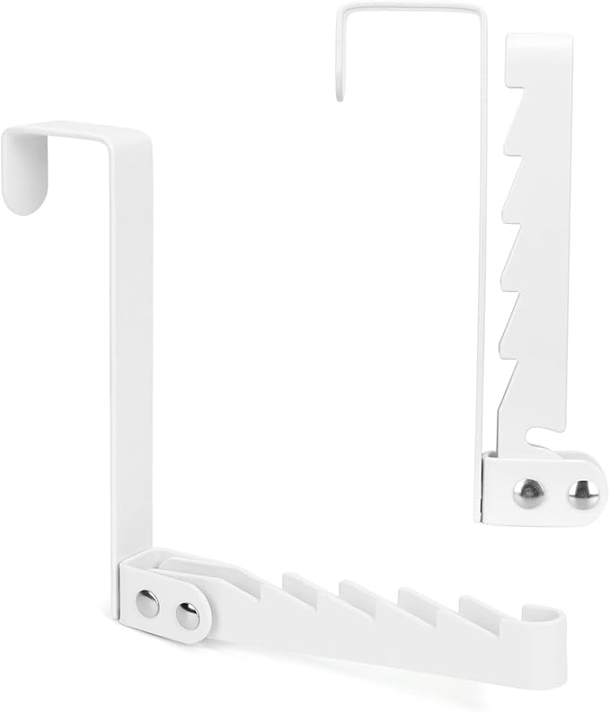 FYY Over The Door Hooks Hanger, 1 Pack Collapsible Folding Over The Door Organizer Rack Space Saving Hanging Storage Hanger for Clothes, Coats, Towels for Bedroom Bathroom White-NeatNest