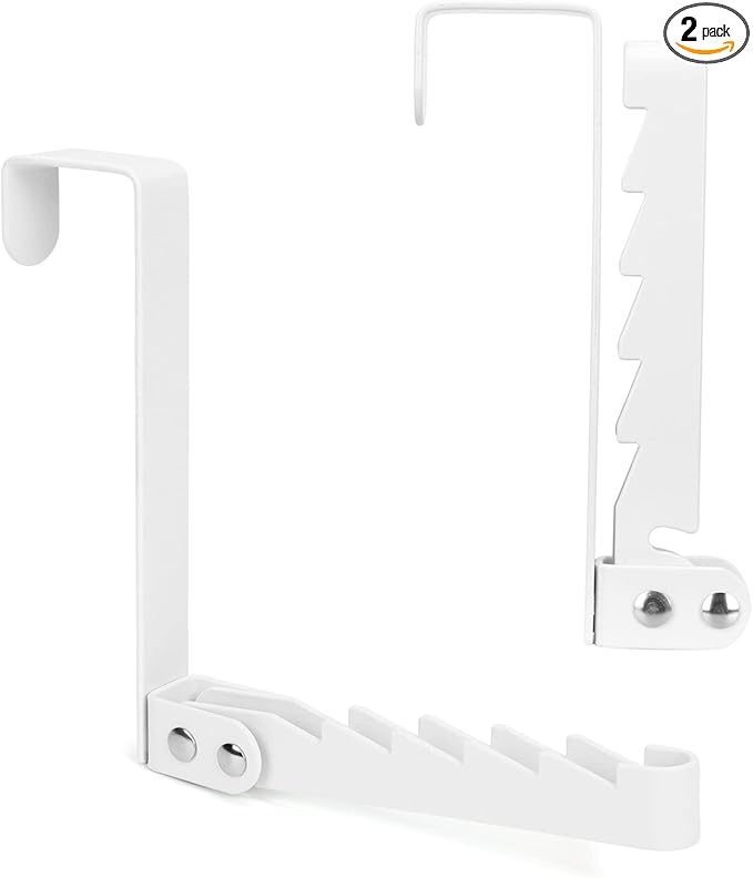 FYY Over The Door Hooks Hanger, 2 Pack Collapsible Folding Over The Door Organizer Rack Space Saving Hanging Storage Hanger for Clothes, Coats, Towels for Bedroom Bathroom White-NeatNest