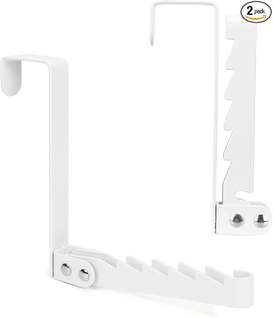 FYY Over The Door Hooks Hanger, 2 Pack Collapsible Folding Over The Door Organizer Rack Space Saving Hanging Storage Hanger for Clothes, Coats, Towels for Bedroom Bathroom White-NeatNest