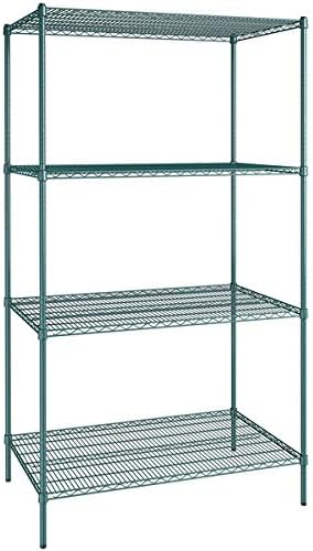 30" x 48" NSF Green Epoxy 4-Shelf Kit with 86" Posts, Heavy Duty Storage Shelving, Wire Shelving Kit, NSF Commercial Storage Rack Unit