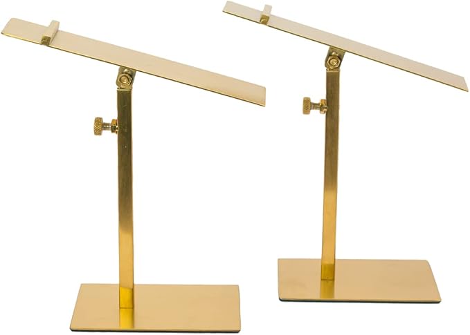 Shoe Display Stand Golden, Risers Stand Countertop Adjustable Shoe Rack Retail Supplies Stainless Steel Shoe Display, 2 Sets of Shoe Rack (Style2, Golden)-NeatNest