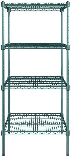 24" x 24" NSF Green Epoxy 4-Shelf Kit with 54" Posts, Heavy Duty Storage Shelving, Wire Shelving Kit, NSF Commercial Storage Rack Unit