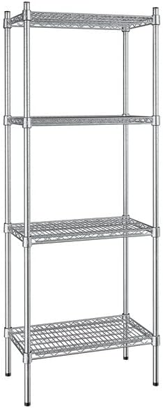 14" x 24" NSF Stainless Steel 4-Shelf Kit with 64" Posts, Heavy Duty Storage Shelving, Wire Shelving Kit, NSF Commercial Storage Rack Unit
