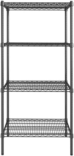 24" x 30" NSF Black Epoxy 4-Shelf Kit with 64" Posts, Heavy Duty Storage Shelving, Wire Shelving Kit, NSF Commercial Storage Rack Unit