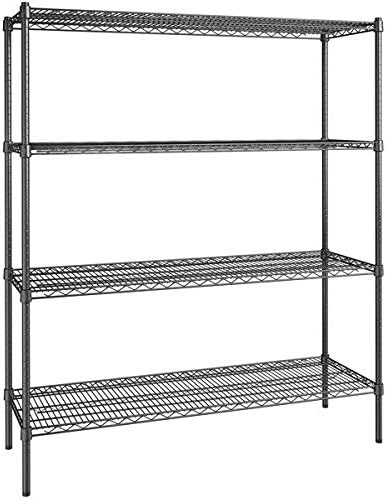 18" x 54" NSF Black Epoxy 4-Shelf Kit with 64" Posts, Heavy Duty Storage Shelving, Wire Shelving Kit, NSF Commercial Storage Rack Unit