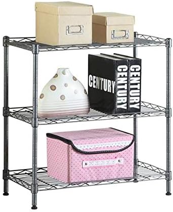 3 Tier Adjustable Storage Shelf Metal Storage Rack Wire Shelving Unit Storage Shelves for Pantry Closet Kitchen Laundry Bathroom (Black9-3-Layer)