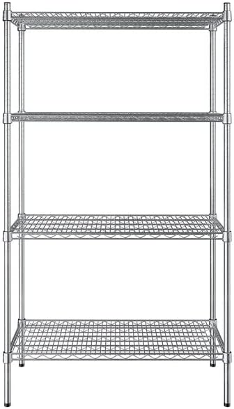 18" x 36" NSF Stainless Steel 4-Shelf Kit with 64" Posts, Heavy Duty Storage Shelving, Wire Shelving Kit, NSF Commercial Storage Rack Unit