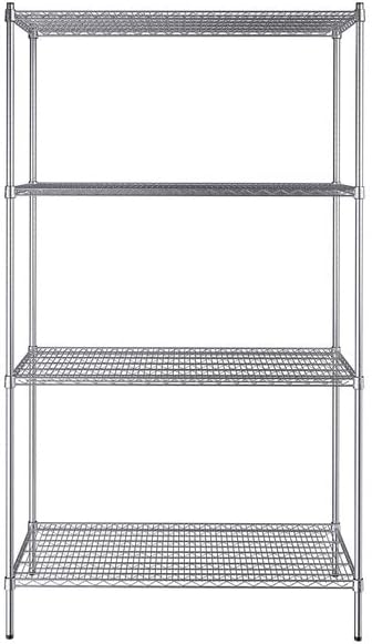 24" x 48" NSF Stainless Steel 4-Shelf Kit with 86" Posts, Heavy Duty Storage Shelving, Wire Shelving Kit, NSF Commercial Storage Rack Unit
