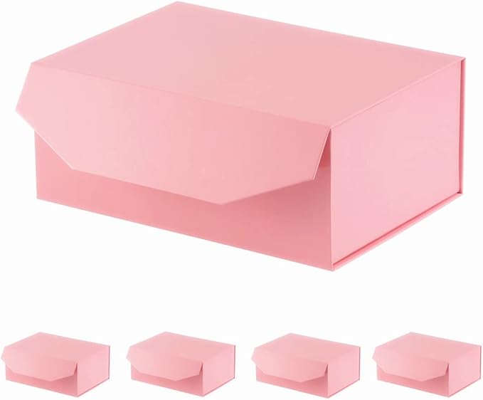 5Pcs 9.5x7x4 Inches Pink Gift Box with Lids for Presents Magnetic Gift Box Small Gift Boxes for Packaging，Bridesmaid Proposal，Groomsman (Glossy Pink)-NeatNest