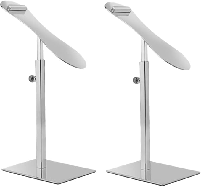 Shoe Display Stand Silver, Risers Stand Countertop Adjustable Shoe Rack Retail Supplies Stainless Steel Shoe Display, 2 Sets of Shoe Rack-NeatNest