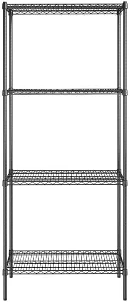 18" x 36" NSF Black Epoxy 4-Shelf Kit with 86" Posts, Heavy Duty Storage Shelving, Wire Shelving Kit, NSF Commercial Storage Rack Unit
