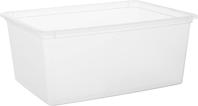 IRIS USA 4-Pack Storage Bins with Lids, 17 Quart, Shoe Boxes Clear Stackable Containers Organize Shoes Closet Shelves, Classroom Organization Teacher Tools, Game Storage - BPA-Free Plastic