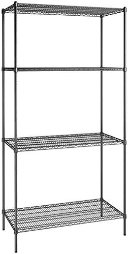 24" x 48" NSF Black Epoxy 4-Shelf Kit with 96" Posts, Heavy Duty Storage Shelving, Wire Shelving Kit, NSF Commercial Storage Rack Unit
