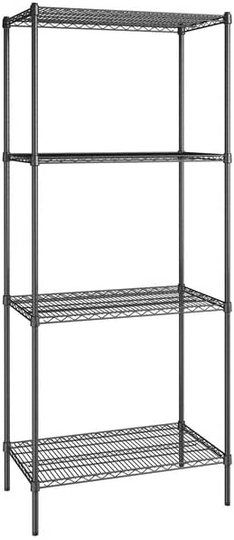21" x 36" NSF Black Epoxy 4-Shelf Kit with 86" Posts, Heavy Duty Storage Shelving, Wire Shelving Kit, NSF Commercial Storage Rack Unit