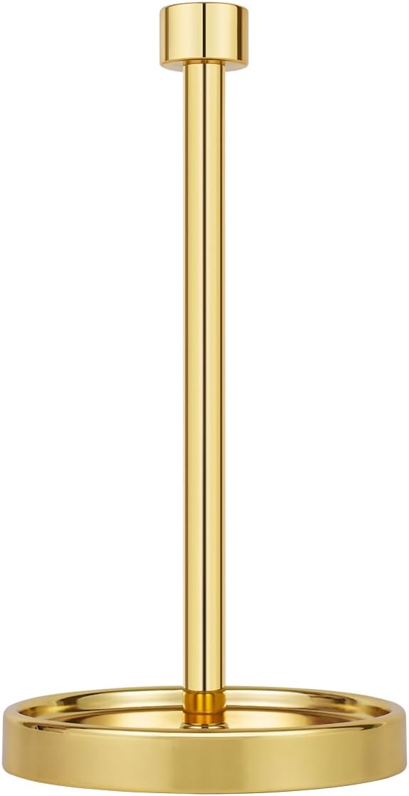 Ivilon Countertop Paper Towel Holder - Modern End Cap Minimalist Design - Color Gold Polished