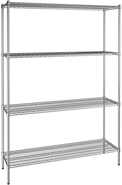 18" x 60" NSF Chrome 4-Shelf Kit with 86" Posts, Heavy Duty Storage Shelving, Wire Shelving Kit, NSF Commercial Storage Rack Unit