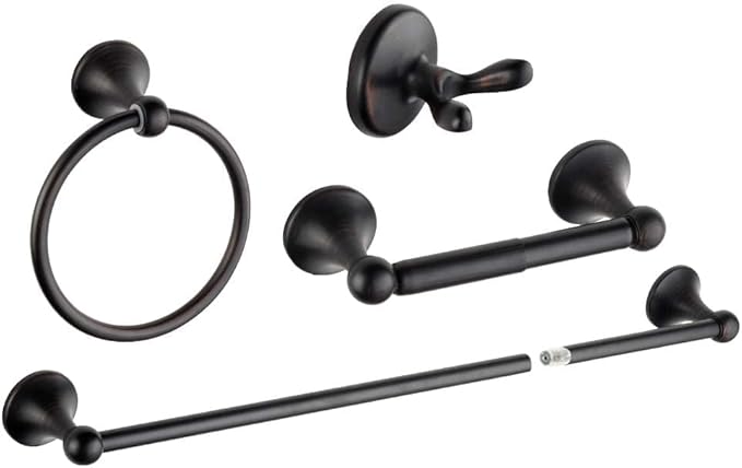 8 Piece Bathroom Accessory Set(Adjustable Towel Bar, Towel Ring, Toilet Paper Holder,Towel Robe Hook), Wall Mounted Bathroom Hardware Accessories Set,Oil Rubbed Bronze