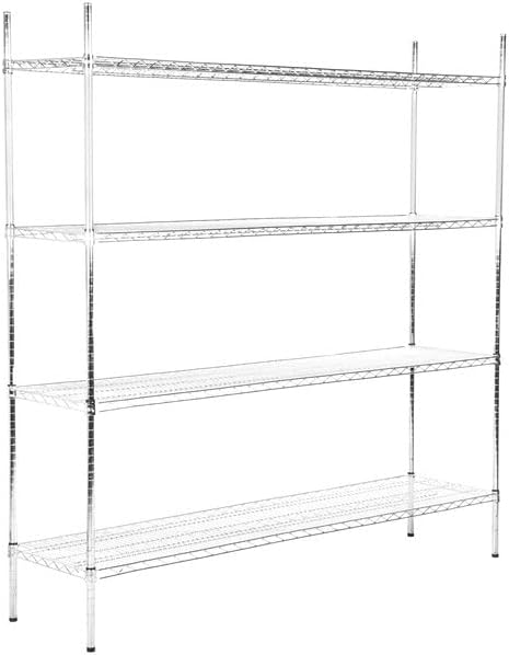 18" x 72" NSF Chrome 4-Shelf Kit with 74" Posts, Heavy Duty Storage Shelving, Wire Shelving Kit, NSF Commercial Storage Rack Unit