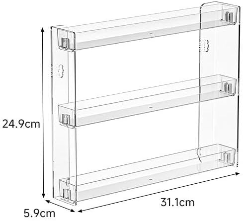 3 Layers Makeup Organizer Wall Mounted, Acrylic Invisible Floating Shelves with Anti-Slip Adhesive Backing, Sunglasses Display Rack, Nail Polish Storage, Clear (1 Pack)-NeatNest