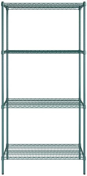21" x 42" NSF Green Epoxy 4-Shelf Kit with 86" Posts, Heavy Duty Storage Shelving, Wire Shelving Kit, NSF Commercial Storage Rack Unit