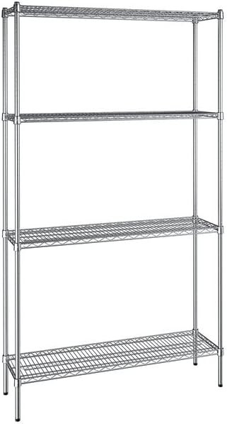 14" x 48" NSF Chrome 4-Shelf Kit with 86" Posts, Heavy Duty Storage Shelving, Wire Shelving Kit, NSF Commercial Storage Rack Unit