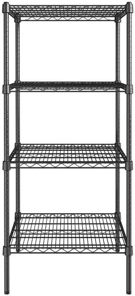 24" x 24" NSF Black Epoxy 4-Shelf Kit with 54" Posts, Heavy Duty Storage Shelving, Wire Shelving Kit, NSF Commercial Storage Rack Unit