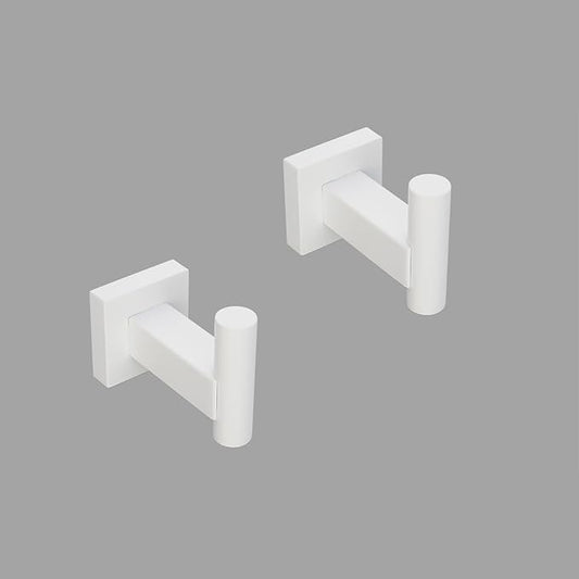 GERZWY Bathroom Hooks, Towel Robe/Coat Clothes Hook Stainless Steel Hanger Wall Hooks Heavy Duty for Bath Wall Mounted 2 Pack, White