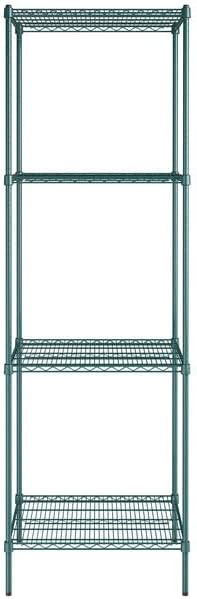 24" x 30" NSF Green Epoxy 4-Shelf Kit with 96" Posts, Heavy Duty Storage Shelving, Wire Shelving Kit, NSF Commercial Storage Rack Unit