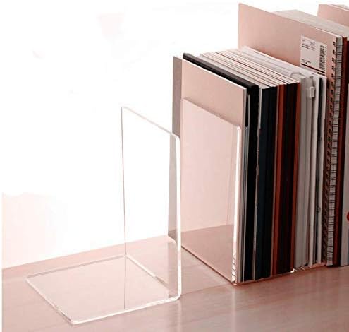 CY craft 6 Pieces/3 Pairs Bookends,Clear Acrylic Bookends for Shelves,Heavy Duty Book Ends and Desktop Organizer,Book Stopper for Books/Movies/CDs,7.3x4.8x4.8 inch-NeatNest