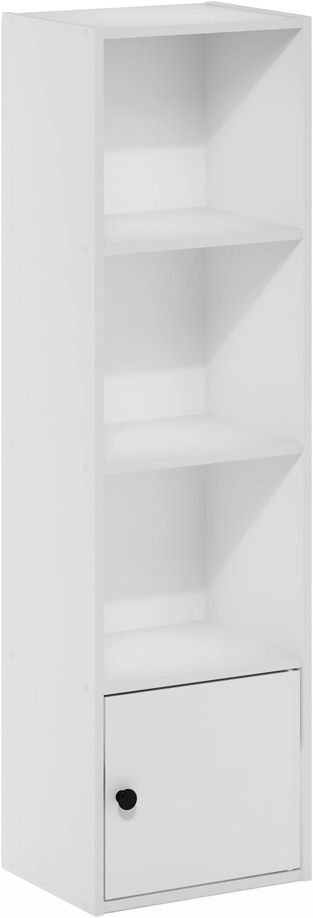 Furinno Luder Shelf Bookcase with 1 Door Storage Cabinet, White-NeatNest