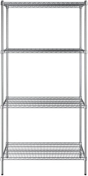 21" x 42" NSF Chrome 4-Shelf Kit with 86" Posts, Heavy Duty Storage Shelving, Wire Shelving Kit, NSF Commercial Storage Rack Unit