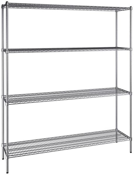 18" x 72" NSF Chrome 4-Shelf Kit with 86" Posts, Heavy Duty Storage Shelving, Wire Shelving Kit, NSF Commercial Storage Rack Unit