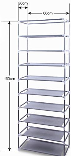 10 Tiers Shoe Rack with Dustproof Cover 27 Pair Shoe Tower Stand Sturdy Shelf Storage Organizer Cabinet Perfect for Bedroom, Closet, Entryway, Dorm Room (Rose Red)-NeatNest