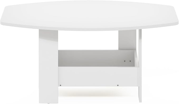 Furinno Simple Design Coffee Table with Storage Compartment, White-NeatNest